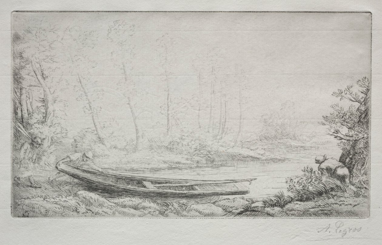 Le Départ pour le pêche, dans les brumes de Alphonse Legros