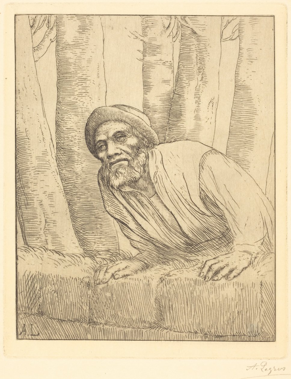 Hombre escalando una pared (La escalada) de Alphonse Legros