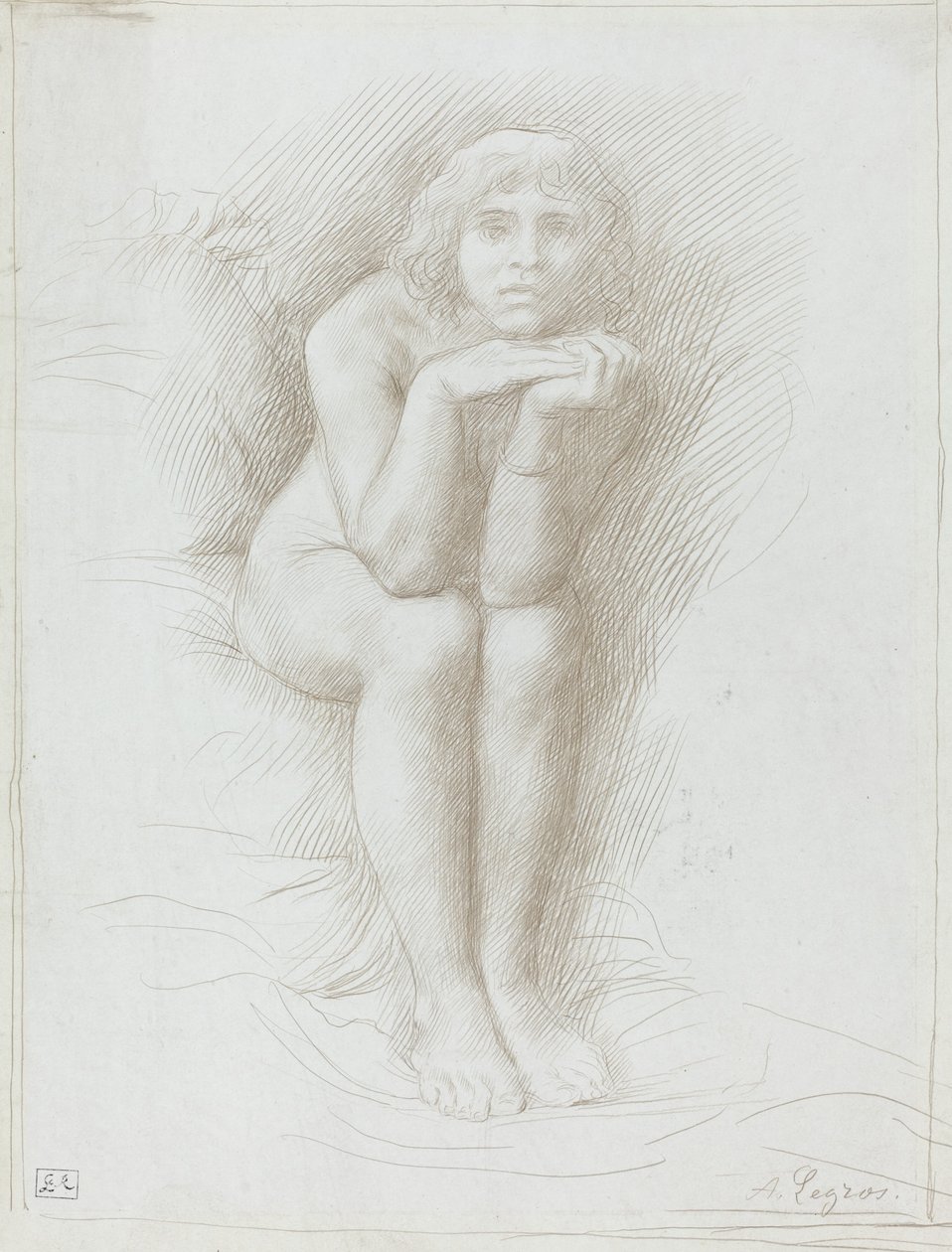 Modelo desnudo sentado de Alphonse Legros