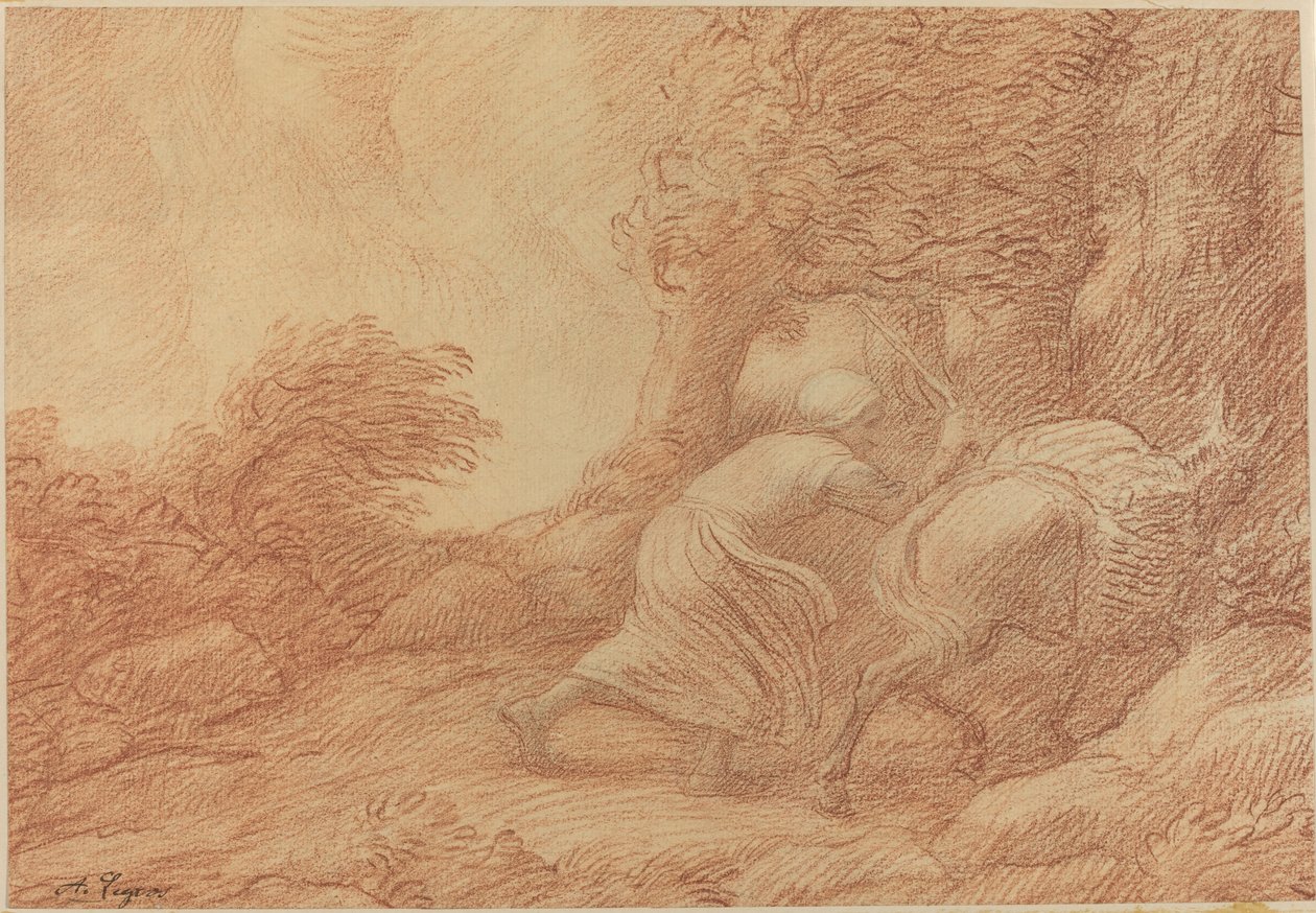 Campesino y asno de Alphonse Legros