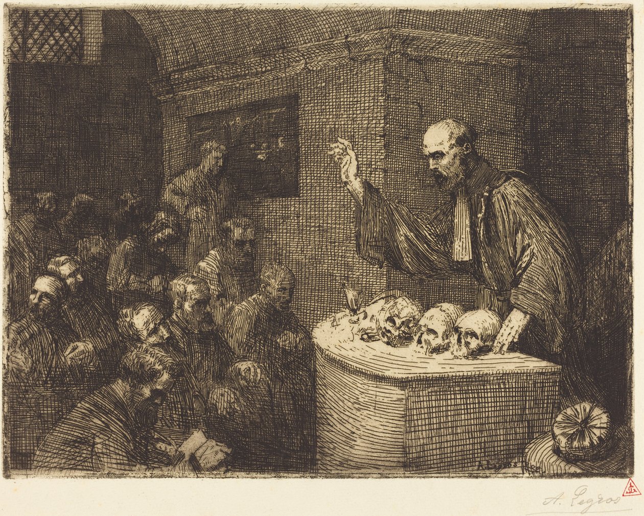 Curso de frenología, 2.ª lámina (Le cours de phrenologie) de Alphonse Legros