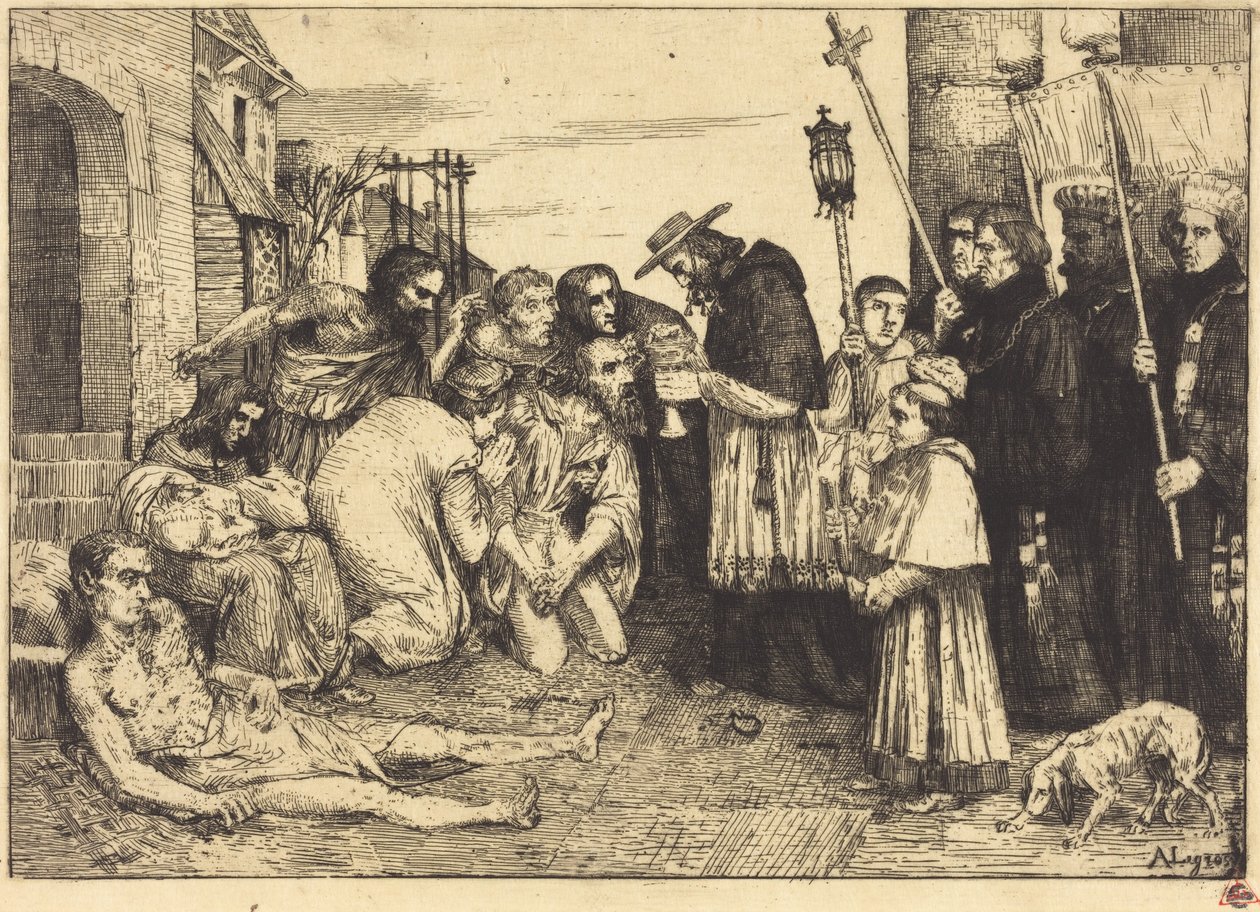 Víctimas de la peste de Roma (Les pestiferes de Rome) de Alphonse Legros