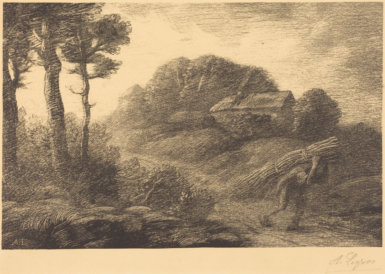 El regreso del leñador, segunda lámina (Le retour du fagotier) de Alphonse Legros