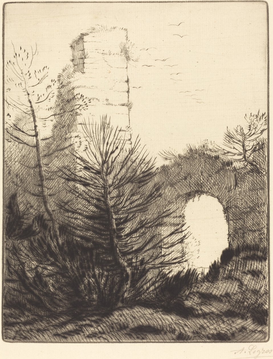 Ruinas de un monasterio (Les ruines du monastère) de Alphonse Legros