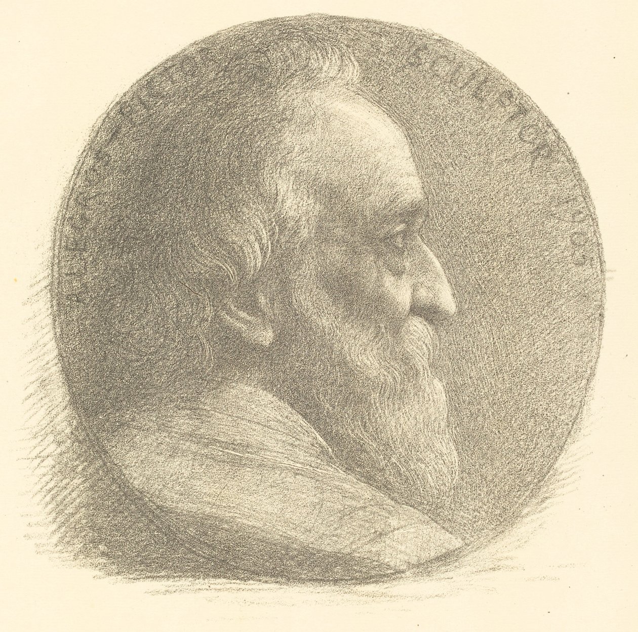 Autorretrato, Medallón, No.1, 9ª placa, 1905 de Alphonse Legros