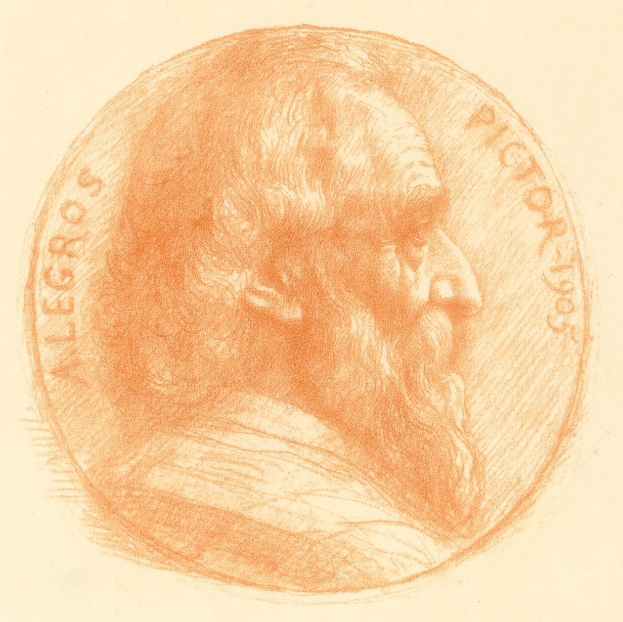 Autorretrato, medallón, No.2, 11ª placa de Alphonse Legros
