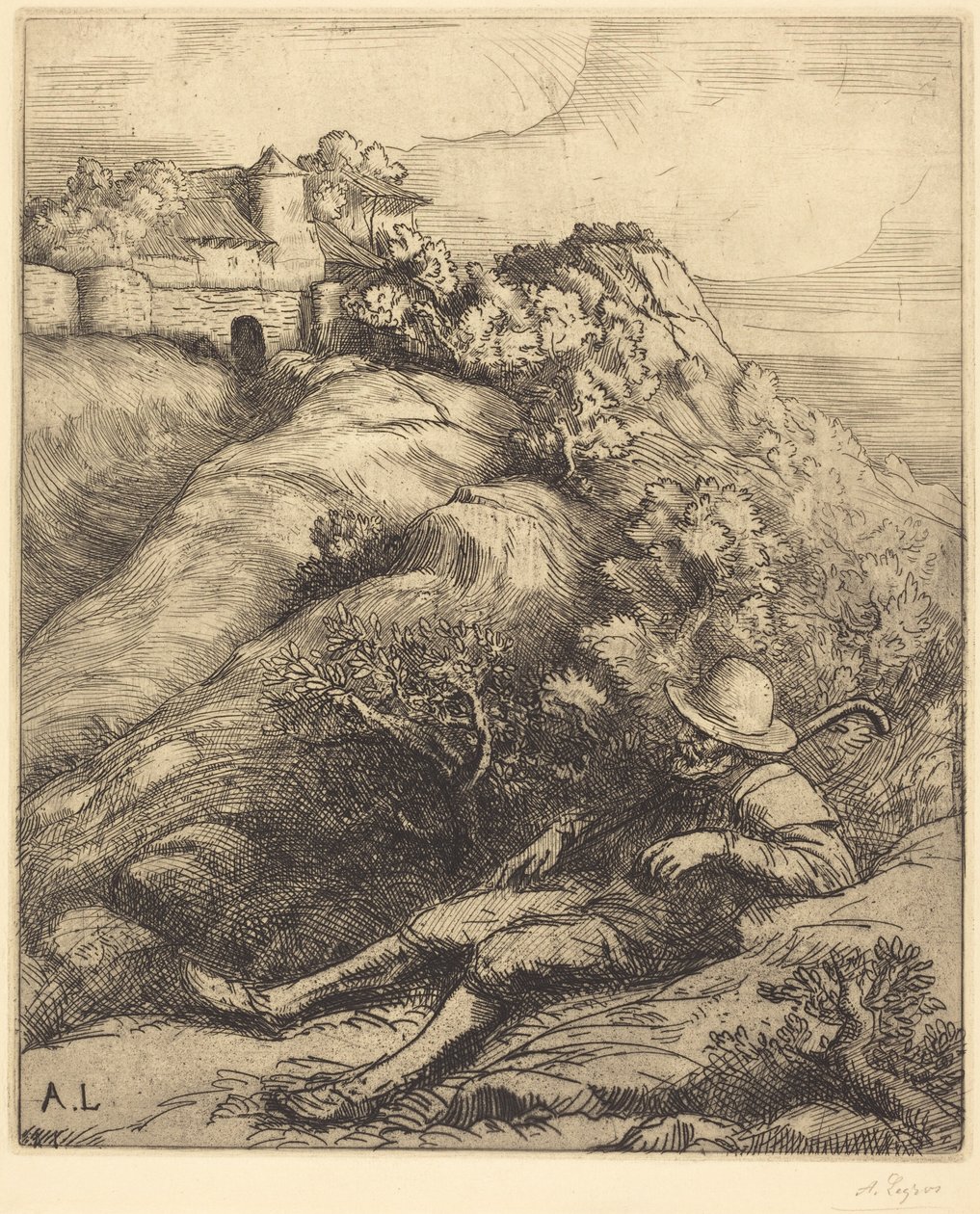 Sleeping Shepherd (El descanso del pastor) de Alphonse Legros