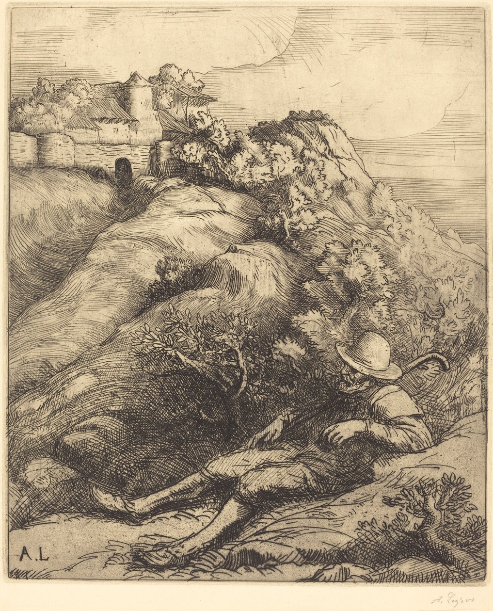 Pastor durmiendo Le repos du berger de Alphonse Legros