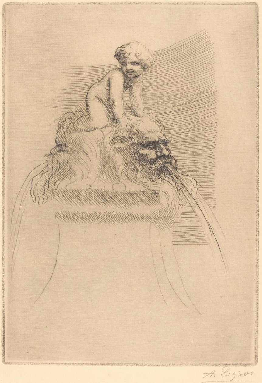 Pequeña Fuente, Niño Jugando en los Grotescos de Alphonse Legros