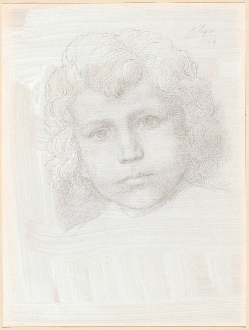 Estudio de Cupido (Cabeza de una niña) de Alphonse Legros
