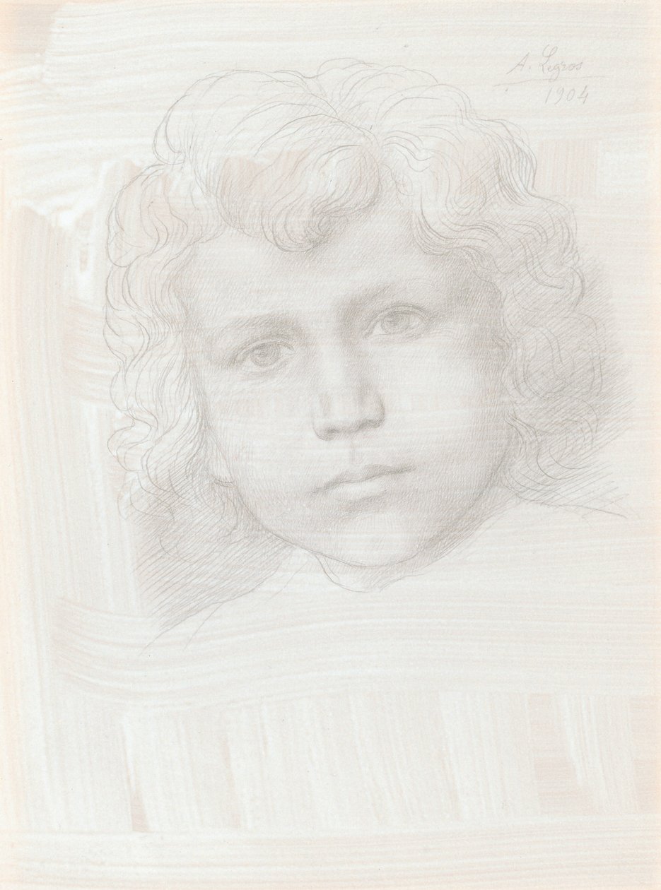 Estudio de Cupido Cabeza de una niña de Alphonse Legros