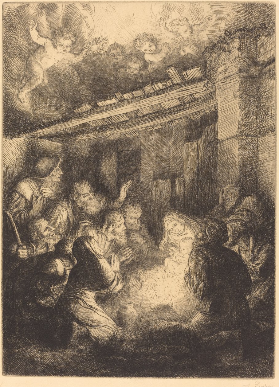 La adoración de los pastores de Alphonse Legros