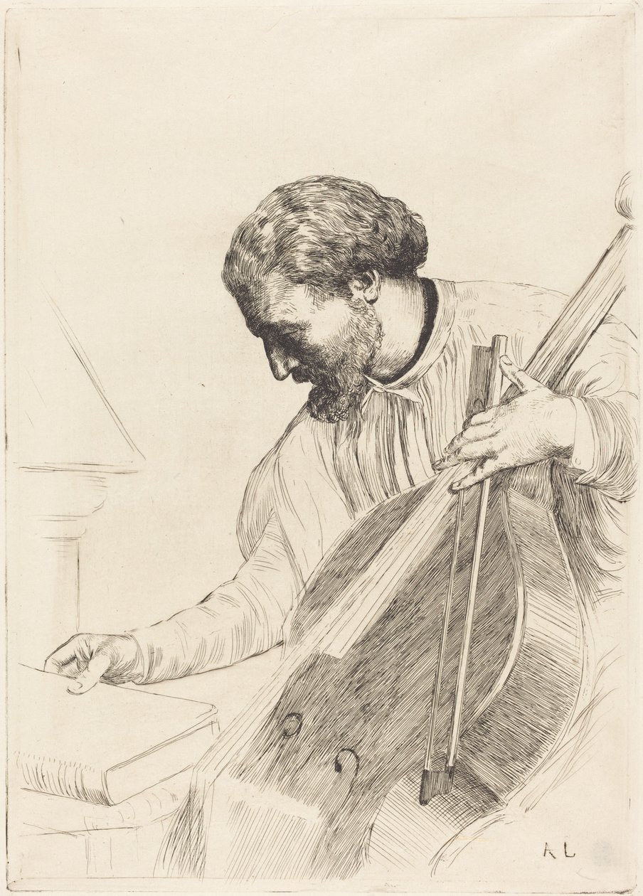The Bass Player (El contrabajista) de Alphonse Legros