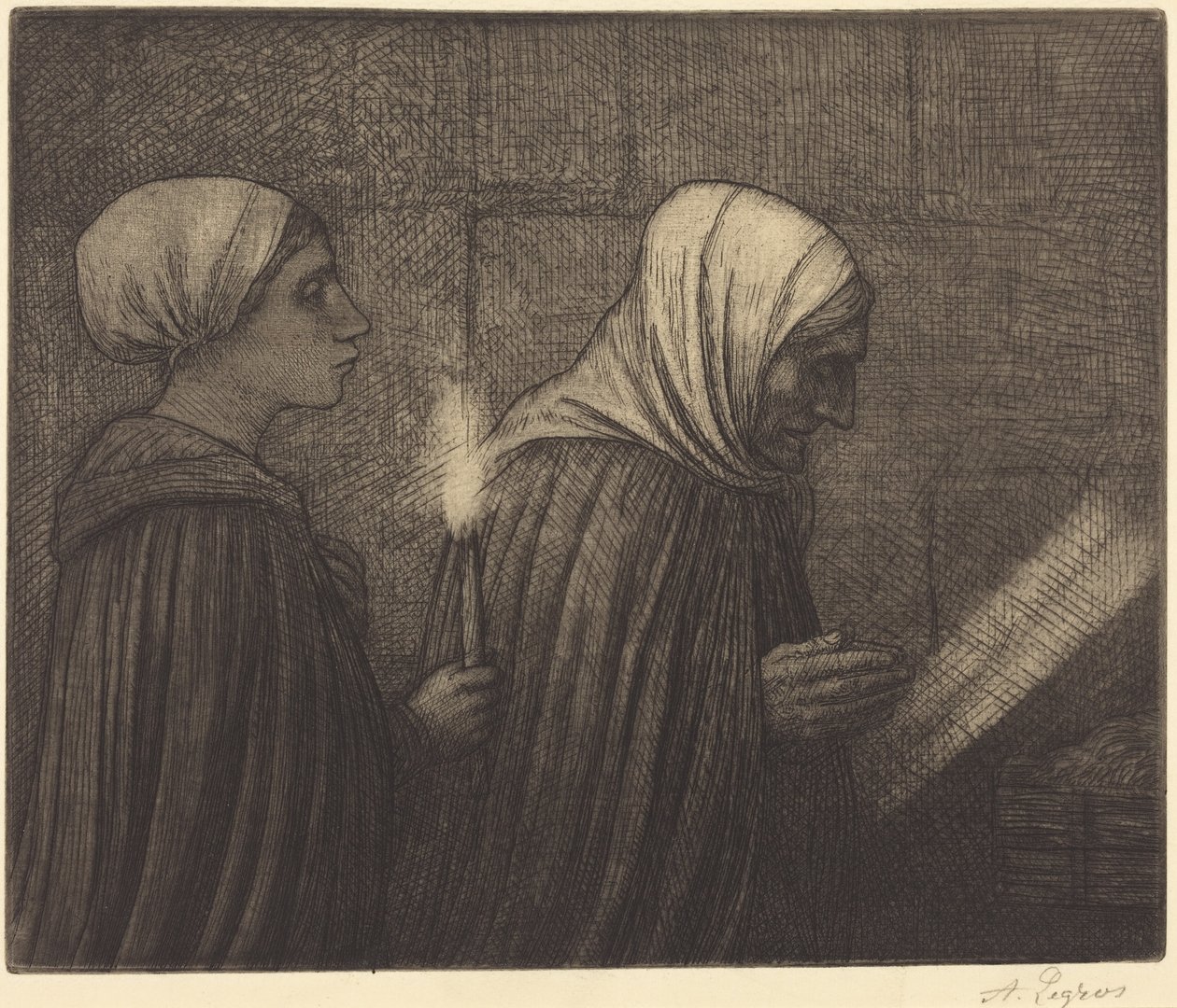 The Manger (El belén) de Alphonse Legros