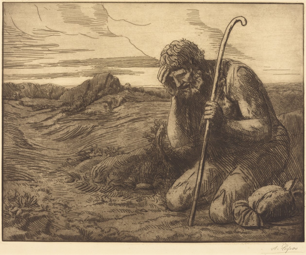 El hijo pródigo, 6.ª lámina («El niño pródigo») de Alphonse Legros