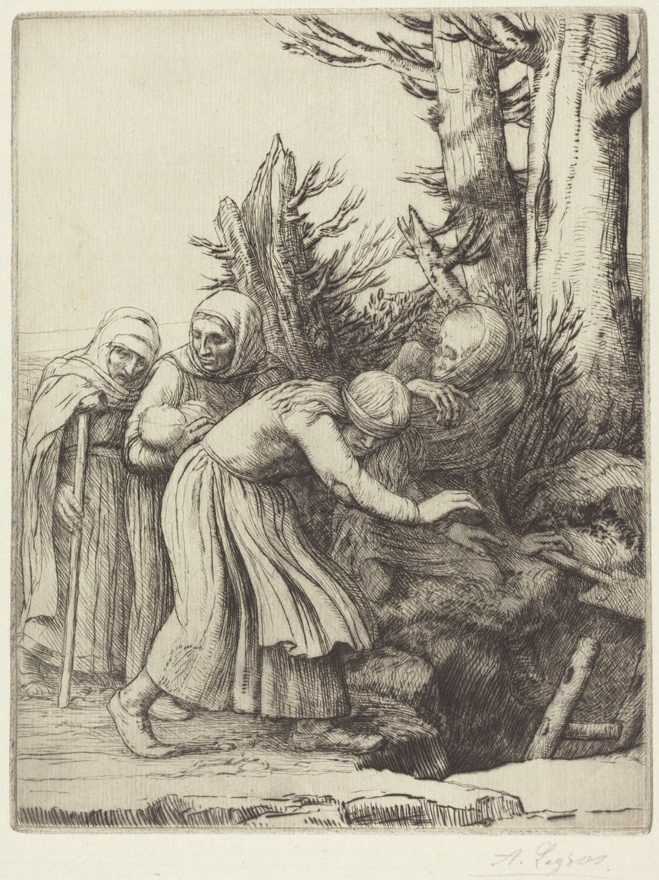 El triunfo de la Muerte: La Muerte prepara una morada para los desamparados (Le triomphe de la Mort: La mort a prepare une demeure a des abandonnees) de Alphonse Legros