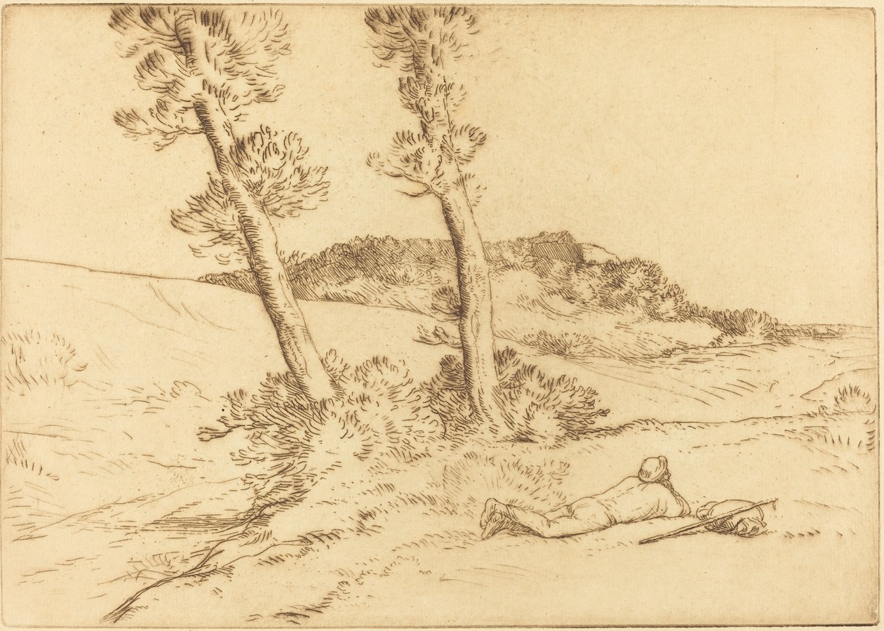 Viajero Reclinado en el Césped de Alphonse Legros