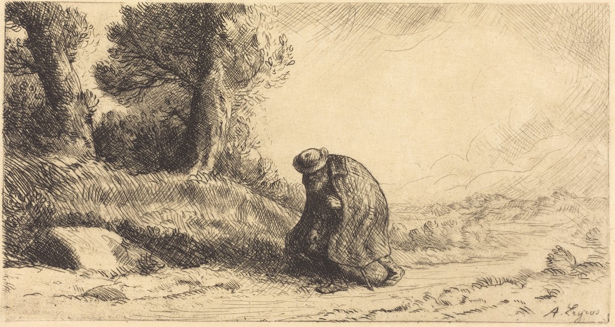 Vagabundo caminando por un callejón de Alphonse Legros