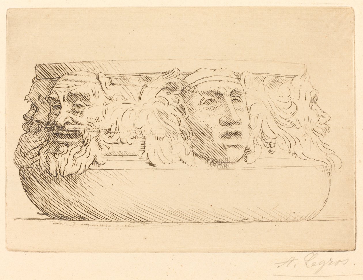 Jarrón con grotescos Le vase aux masques de Alphonse Legros