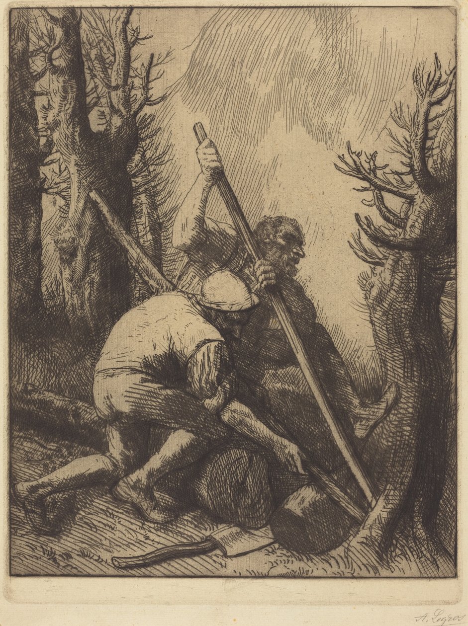 Woodcutters, 3.ª lámina (Los leñadores) de Alphonse Legros