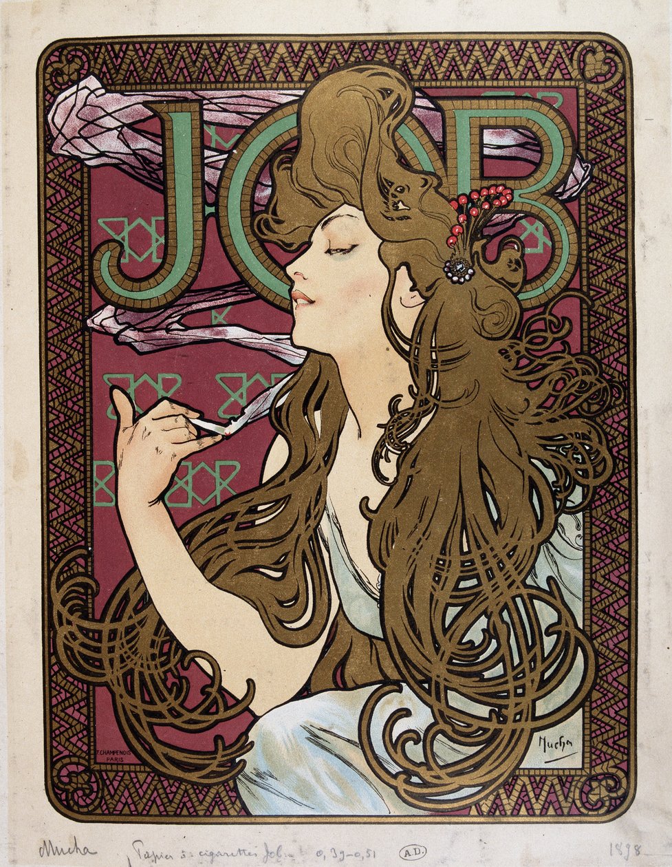 Cartel publicitario para “Papel de Cigarrillos Job” por Mucha de Alphonse Mucha