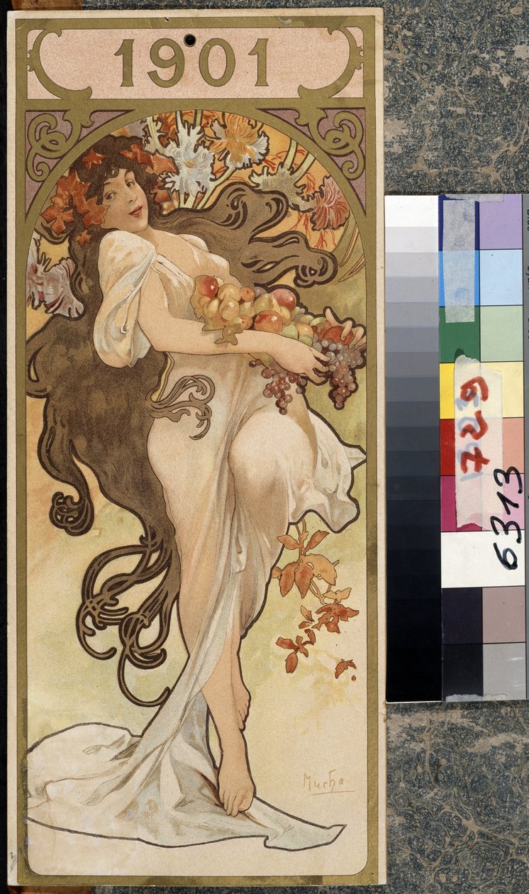 Calendario del año 1901. Obra de Alfons Maria Mucha (Alphonse Marie Mucha de Alphonse Marie Mucha
