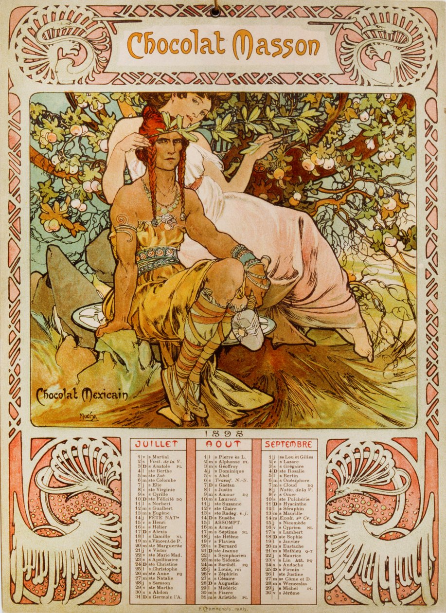 Calendario de Chocolate Masson ilustrado por Mucha de Alphonse Mucha