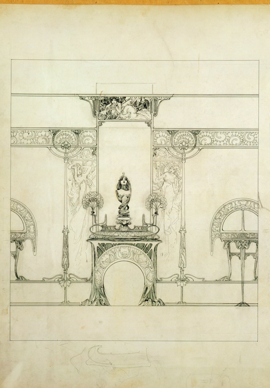 Diseño para la boutique del joyero Fouquet ... de Alphonse Marie Mucha