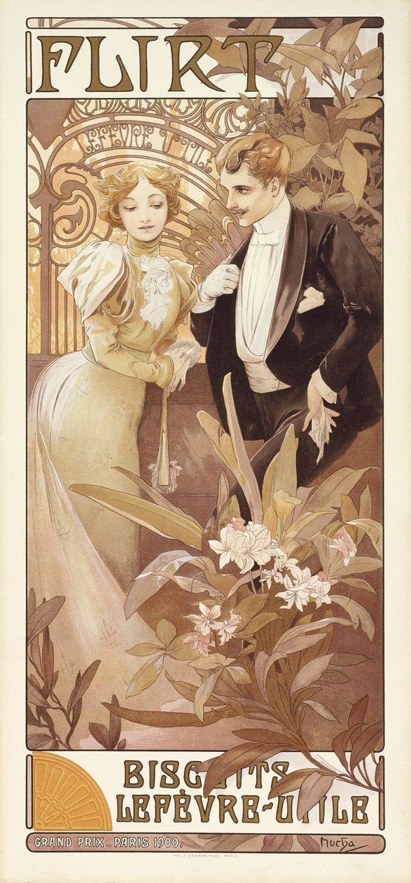 Coqueteo, c.1895-1900 de Alphonse Mucha