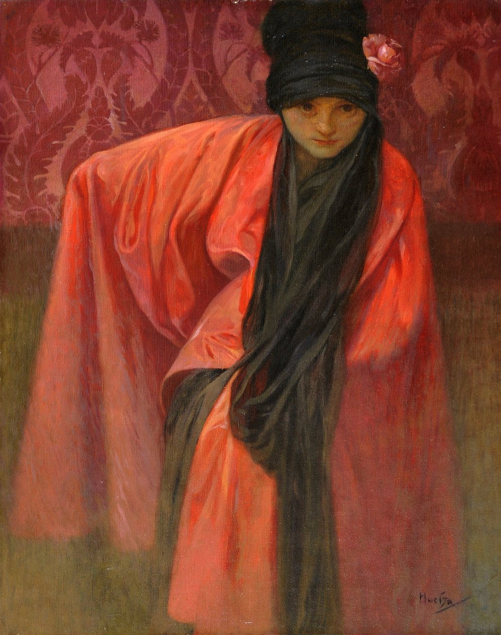 Chica en rojo de Alphonse Mucha