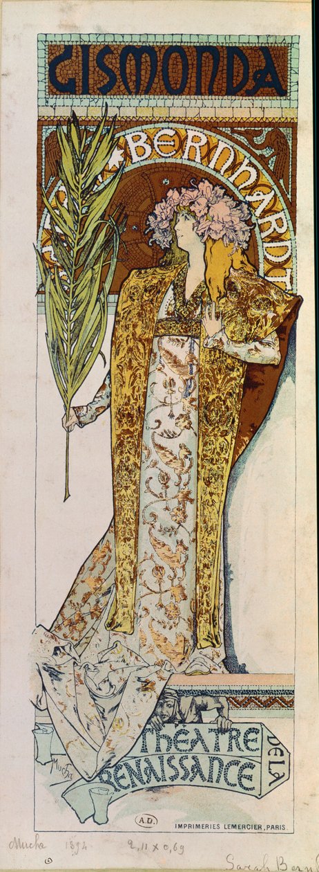 Gismonda con la actriz Sarah Bernhardt ... de Alphonse Marie Mucha