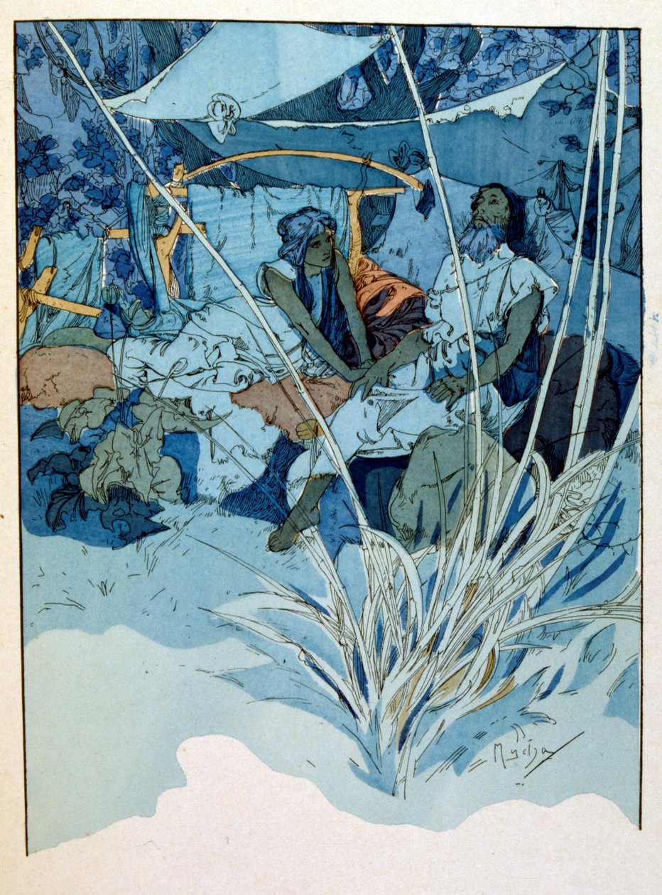 Ilustración de Alphonse Mucha de "Rama", un poema en tres actos de Paul Verola. ca.1898 de Alphonse Mucha