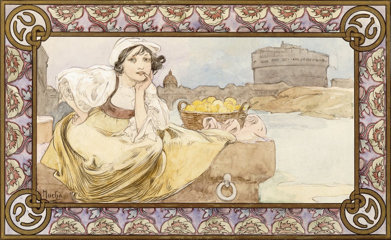 Chica italiana, 1900 de Alphonse Mucha