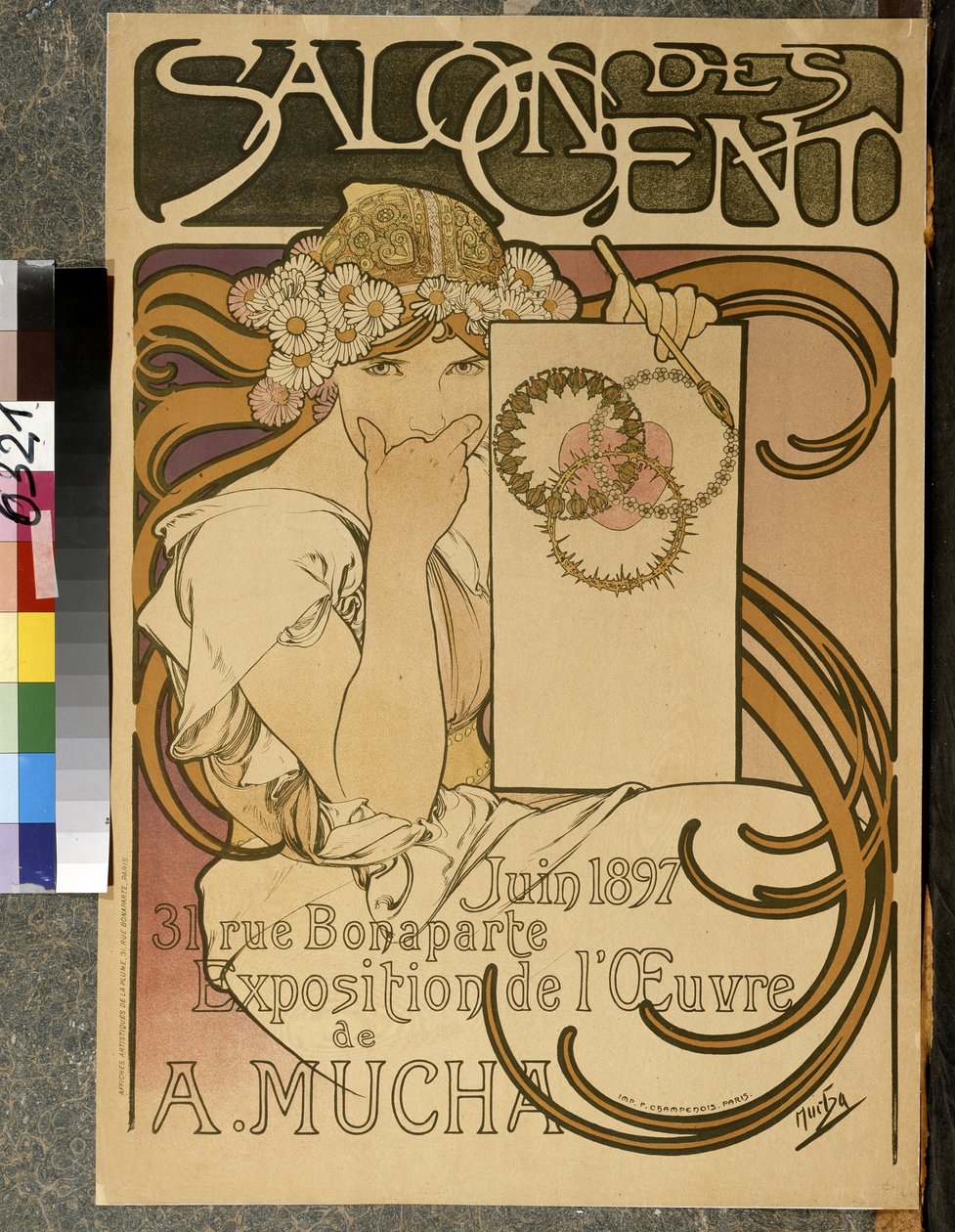 Póster anunciando la exposición de A. Mucha en el Salon des Cent, 31 rue Bonaparte en París, junio de 1897 de Alphonse Mucha
