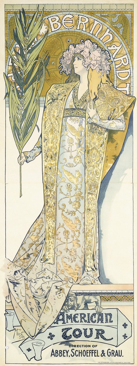 Sarah Bernhardt, gira americana, 1895 de Alphonse Mucha