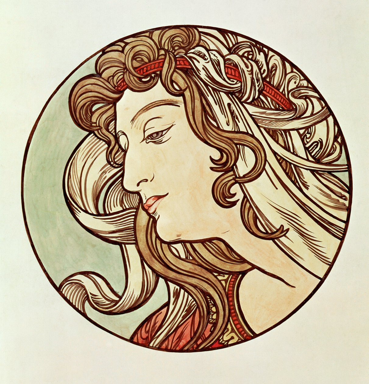 Mujer, vista de tres cuartos de Alphonse Marie Mucha