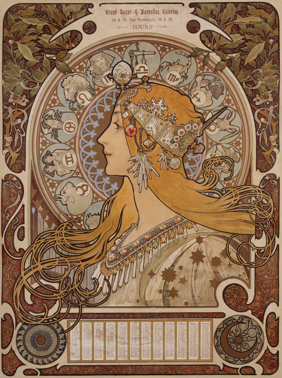 Zodiaco, Gran Bazar y Nuevas Galerías, Tours de Alphonse Mucha