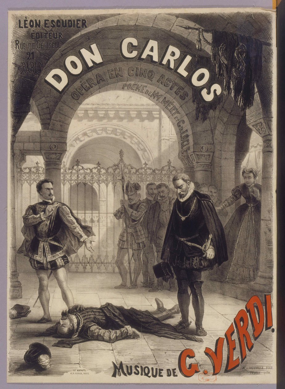 Póster para la ópera Don Carlos de Giuseppe Verdi, 1867 de Alphonse Marie Neuville de