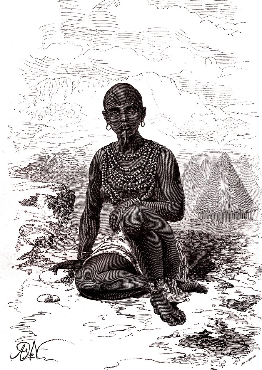 Bokke esposa de Moy, jefe de la tribu Latuka, Sudán del Sur de Alphonse Marie de Neuville