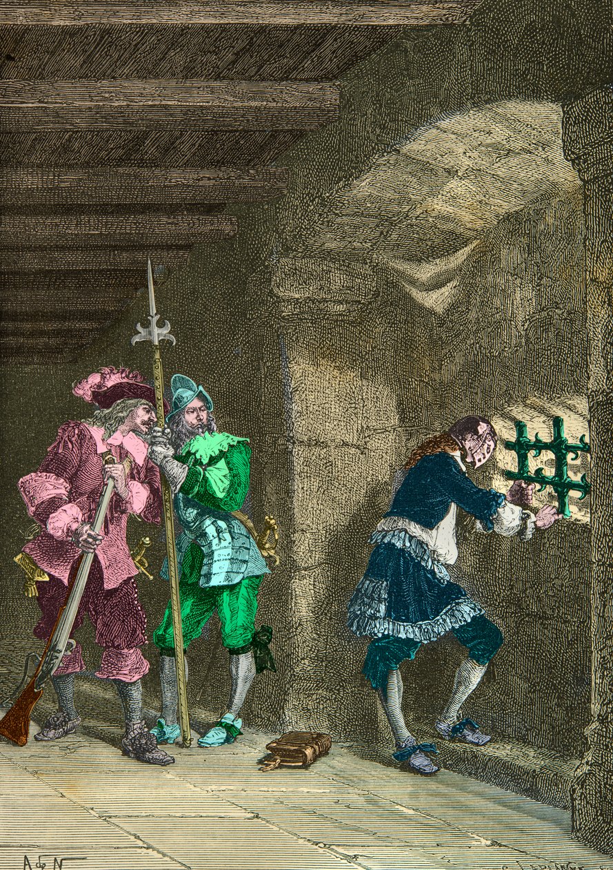 El hombre de la máscara de hierro en prisión (Grabado) de Alphonse Marie de Neuville