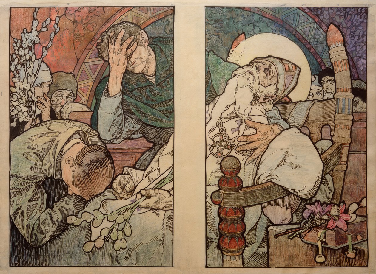Ventana de San Vito en Praga, cartón 1931 de Alphonse Mucha