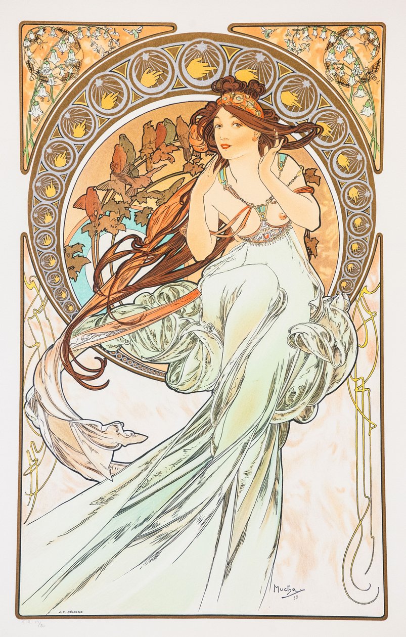 La Música de la serie Las Artes, 1898 de Alphonse Mucha