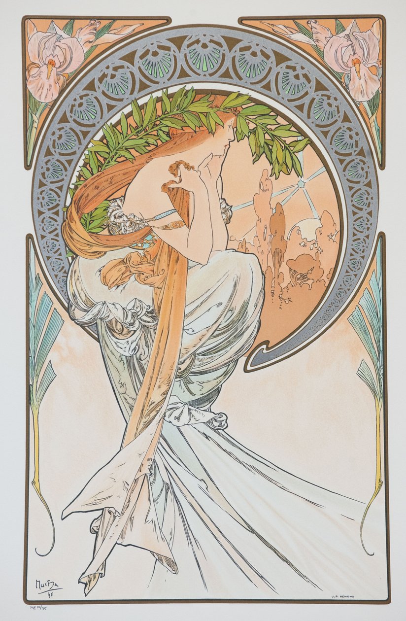La Poesía de la serie Las Artes, 1898 de Alphonse Mucha