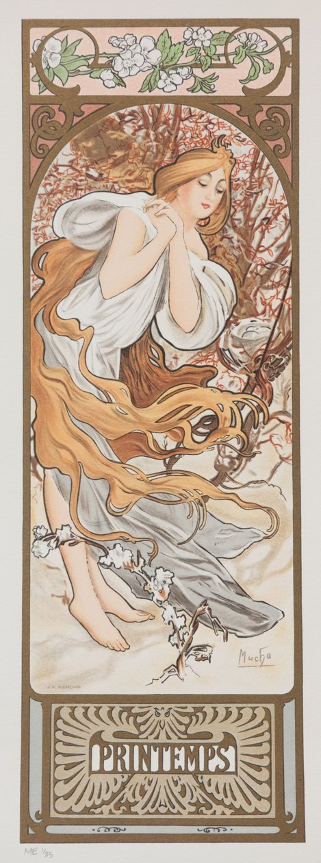 Las Estaciones. Primavera, 1897 de Alphonse Mucha
