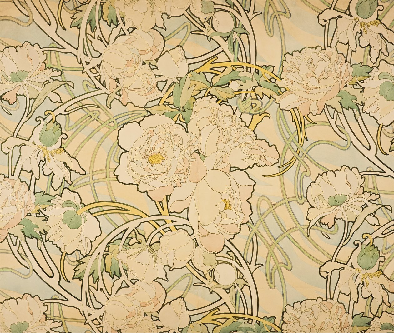 Peonías de Alphonse Mucha