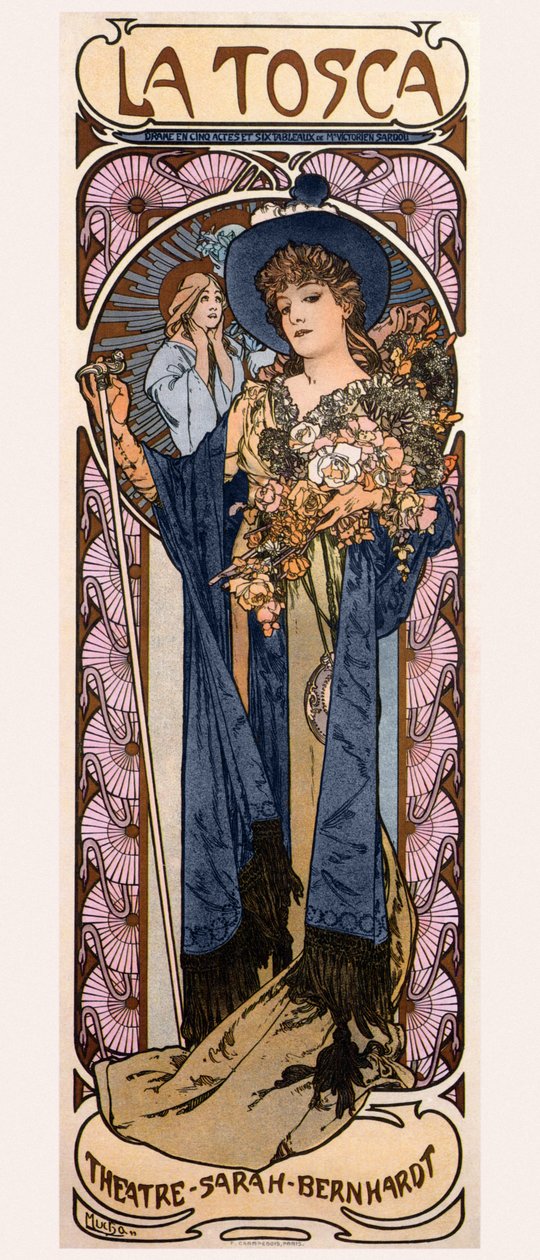 Póster de Tosca con Sarah Bernhardt, 1899 de Alphonse Mucha