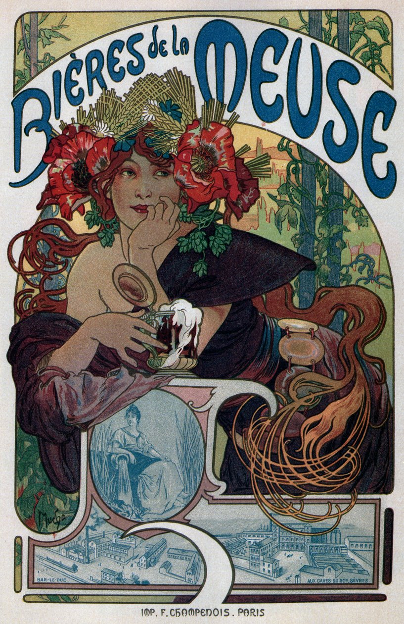 Póster para las Bieres de la Meuse, 1897 de Alphonse Mucha