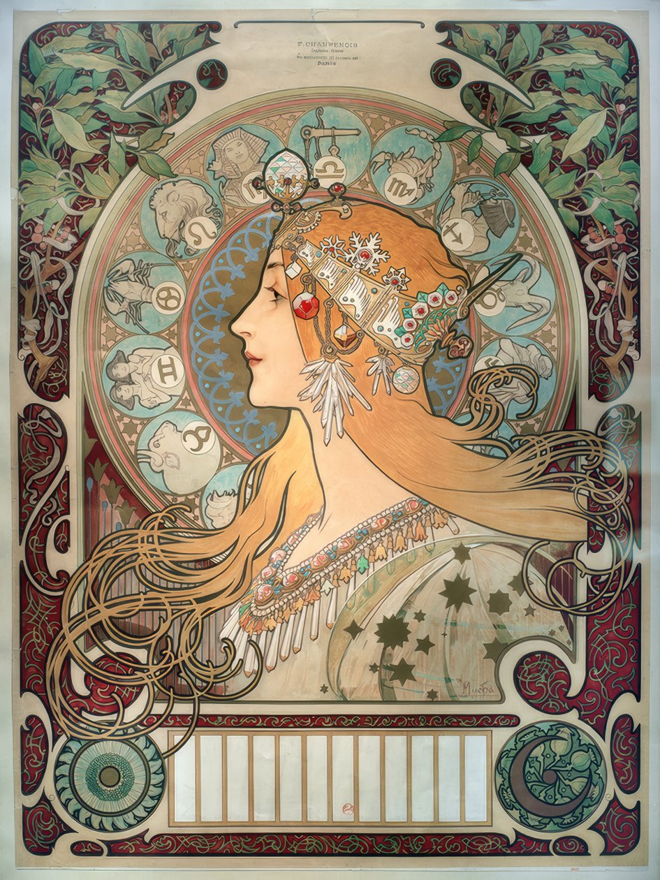 Calendario del zodiaco de Alphonse Mucha
