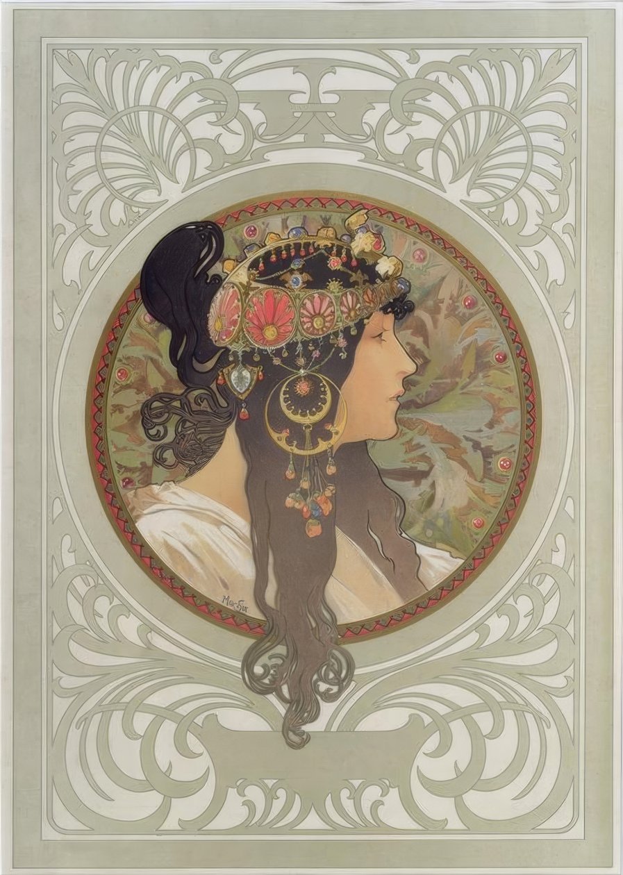 Cabeza bizantina: Morena de Alphonse Mucha
