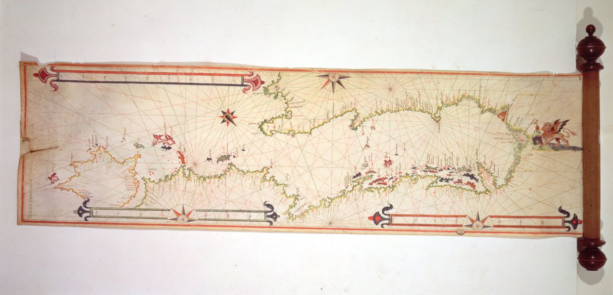 Mapa náutico en miniatura del Adriático, 1624 de Alvise Gramolin